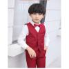 Fankeshi Boy's 4 Button Formal Suit Vest Red 3 view 2
