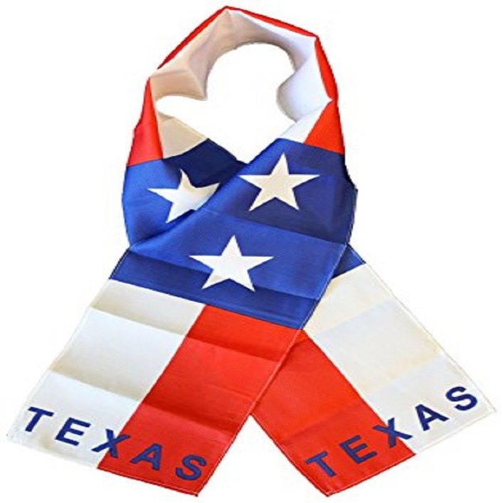 AWS State of Texas TX Lightweight Flag Printed Triple Knit Polyester Style Scarf 8"x60" (Imported)