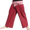RaanPahMuang Brand Thick Cotton Two Tone Thailand Fisherman Wrap Pants Tall, XX-Large-3X-Large Tall, Burgundy Red-Charm Pink view 2