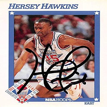 Sports Memorabilia Hersey Hawkins Autographed Basketball Card (Philadelphia 76ers, SC) 1991 Hoops All Star #252 - Unsigned Basketball Cards