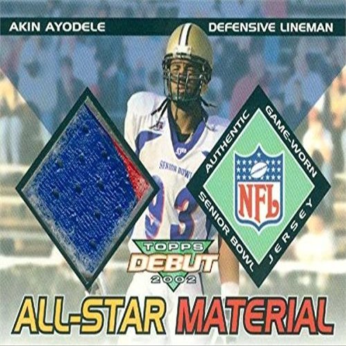 Autograph Warehouse 345052 Akin Ayodele Player Worn Jersey Patch Football Card - Purdue Boilermakers 2002 Topps Debut All Star No. AMAA Rookie