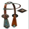 Showman One Ear Headstall with Teal and Brown Filigree Print view 1