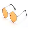 V.W.E. Metal Frame Slim Temple Color Lens Hexagon Sunglasses Rock and Roll (Orange) view 1