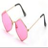 V.W.E. Metal Frame Slim Temple Color Lens Hexagon Sunglasses Rock and Roll (Pink) view 1