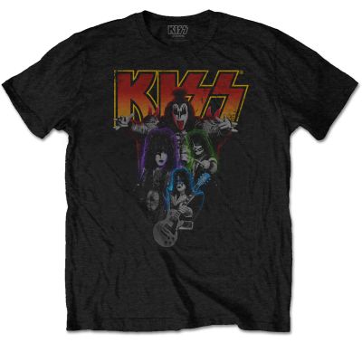 KISS Men's Neon Band Slim Fit T-Shirt Medium Black