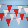SSWBasics Red and White Pennant Flags on String - Durable Red Flags for Outdoor Events - Ideal Pennant Flag Banners for Parties, Festivals, and Decorations view 1