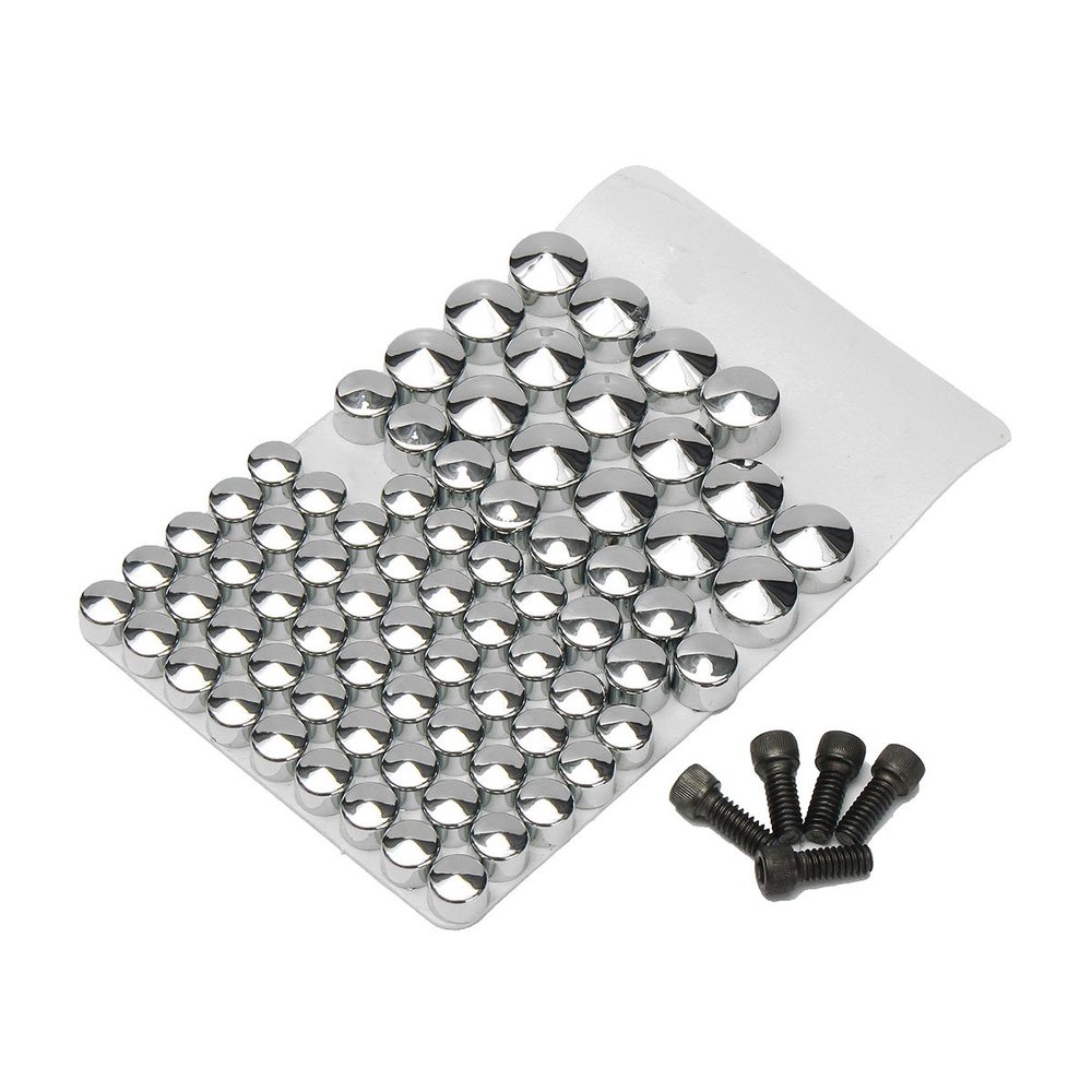 CoCocina 75Pcs Chrome Bolt Topper Caps Cover Nut Kit for Harley Davidson FLT-FLH