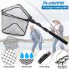 PLUSINNO Fishing Net Fish Floating Landing Net, Kayak Nets with Fixed Foldable Telescopic Pole Handle,Bass Trout Fishing Nets with Nylon Mesh for Pond Lake River,Fishing Gear Gifts for Men,Black 1.2M view 3