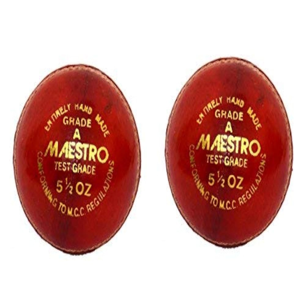 CW Maestro Red Leather Cricket Ball 4Pc Hand Stitch Pack of 12 Weight 156gm Approx