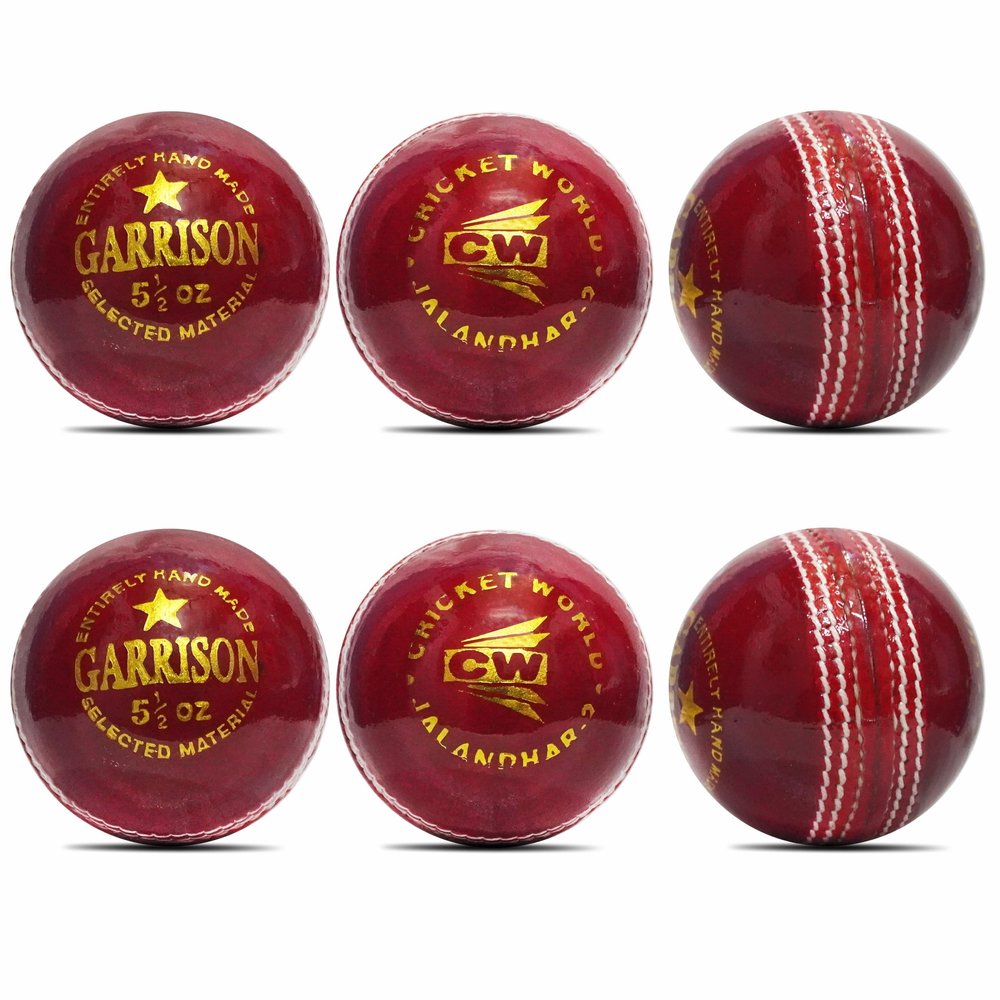 CW Garrison Hard Ball Cricket Ball Genuine Leather Premium Quality Pack of 4 Balls