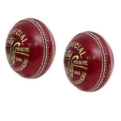 CW Pack of 12 Special County Crown Red Leather Made 4 Cut Piece Cricket Ball Entirely Hand Stitched 5.5oz 25 Overs Ideal for Club Matches & Practice MCC Regulation Approved