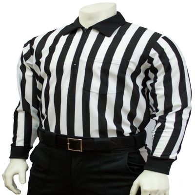 Smitty Lacrosse Officials Mesh Long Sleeve Shirt (Medium) Black White