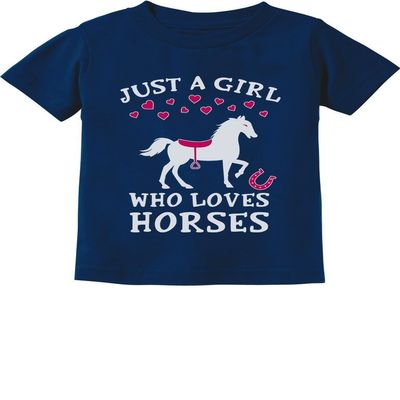Tstars Just A Girl Who Loves Horses Shirt for Kids Horseback Riding Apparel Equestrian Gift for Girls 4T Navy