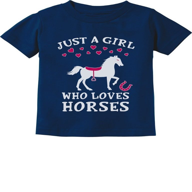 Tstars Just A Girl Who Loves Horses Shirt for Kids Horseback Riding Apparel Equestrian Gift for Girls 4T Navy