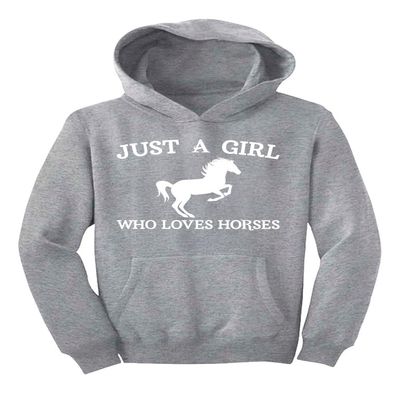 Tstars Just a Girl Who Loves Horses Hoodie for Girls Youth Equestrian Hoodies Gift Horseback Riding and Fans Large Gray