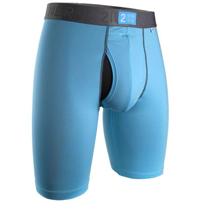 2UNDR Mens Power Shift 9" Boxer Long Leg Underwear Light Blue