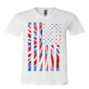 Tie-dye American Flag V-Neck T-Shirt 4th of July Stars and Stripes White Small view 1