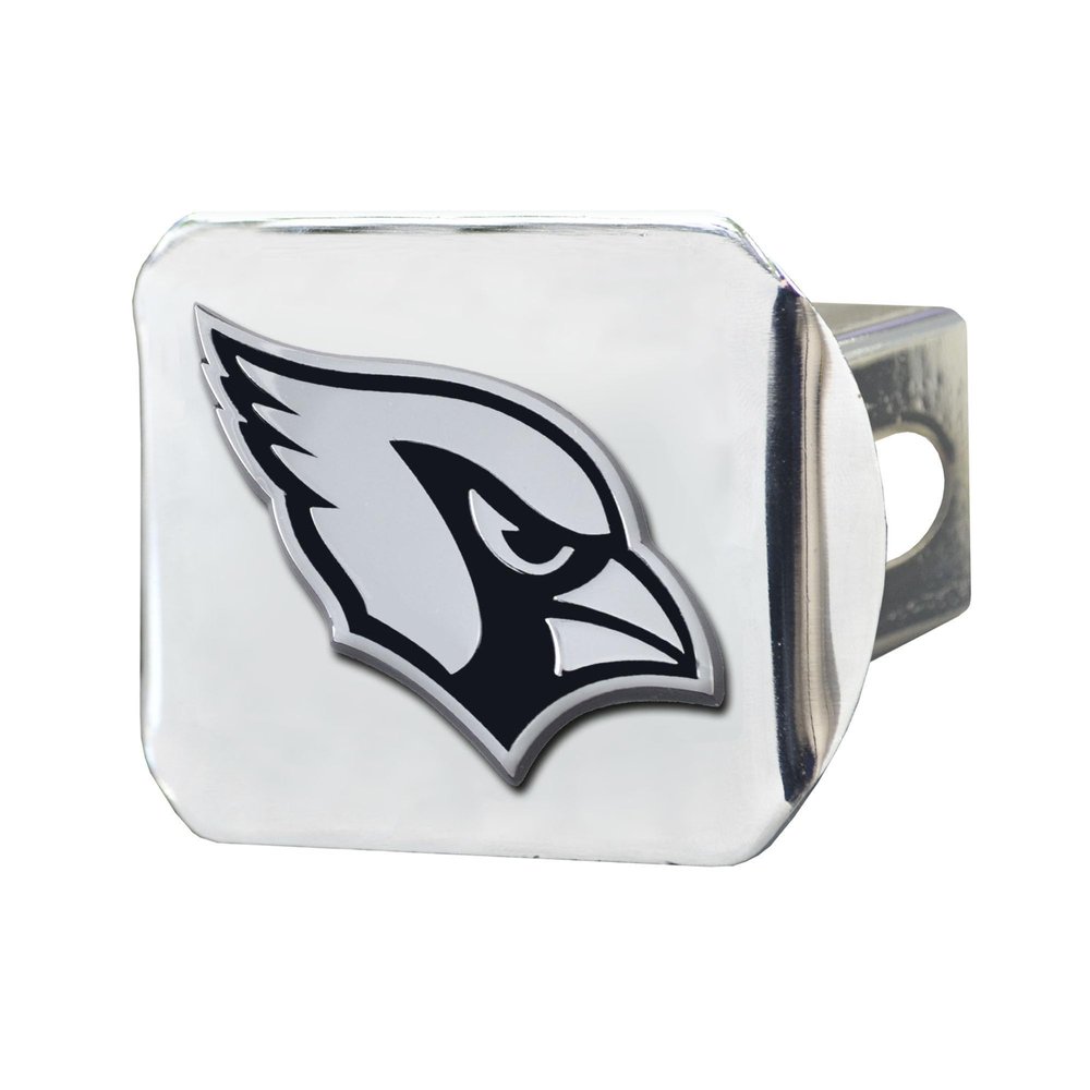 Arizona Cardinals NFL Chrome Metal Hitch Cover with 3D Chrome Team Logo by FANMATS - Unique Molded Design  Easy Installation on Truck, SUV, Car - Ideal Gift for Die Hard Football Fan