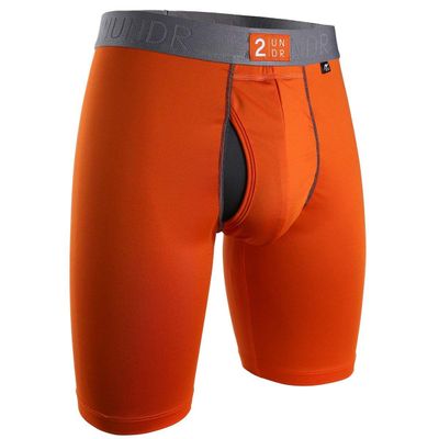 2UNDR Mens Power Shift 9" Boxer Long Leg Underwear Orange