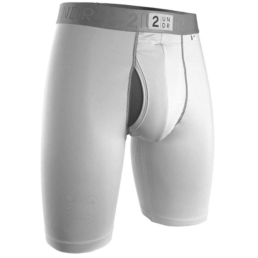 2UNDR Mens Power Shift 9" Boxer Long Leg Underwear (White, 3X-Large)