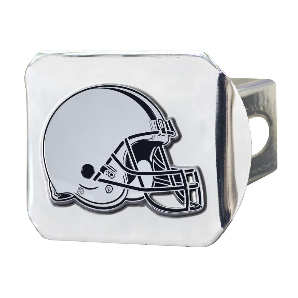 Cleveland Browns NFL Chrome Metal Hitch Cover with 3D Chrome Team Logo by FANMATS - Unique Molded Design Easy Installation on Truck, SUV, Car - Ideal Gift for Die Hard Football Fan