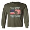 I Stand for The Flag I Kneel for Cross Long Sleeve Military Tee,Military Green,L view 1