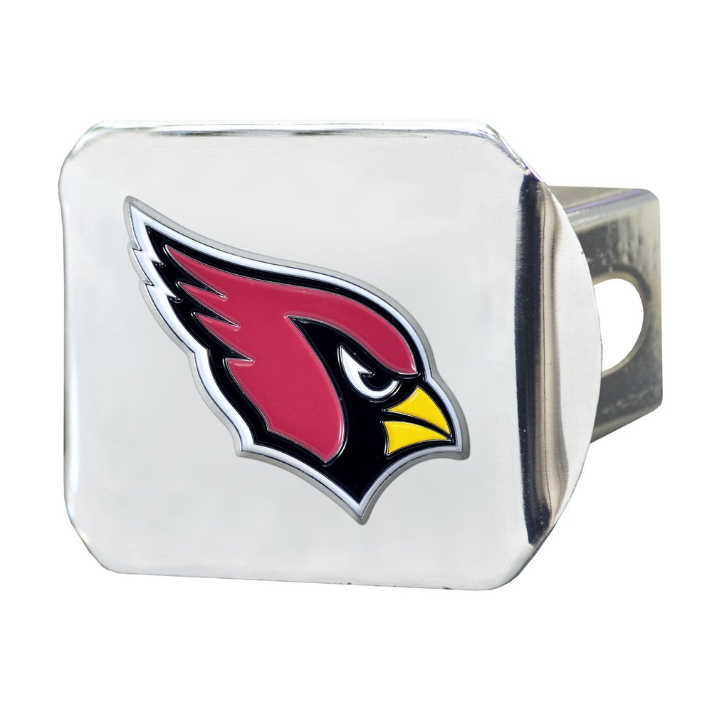 Arizona Cardinals NFL Chrome Metal Hitch Cover with 3D Colored Team Logo by FANMATS - Unique Molded Design  Easy Installation on Truck, SUV, Car - Ideal Gift for Die Hard Football Fan