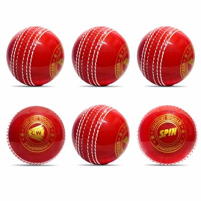 CW Spin Red Cricket Balls Set Poly Soft Synthetic Balls 110gm Aprox for Boys Youth Adult Training & Practice