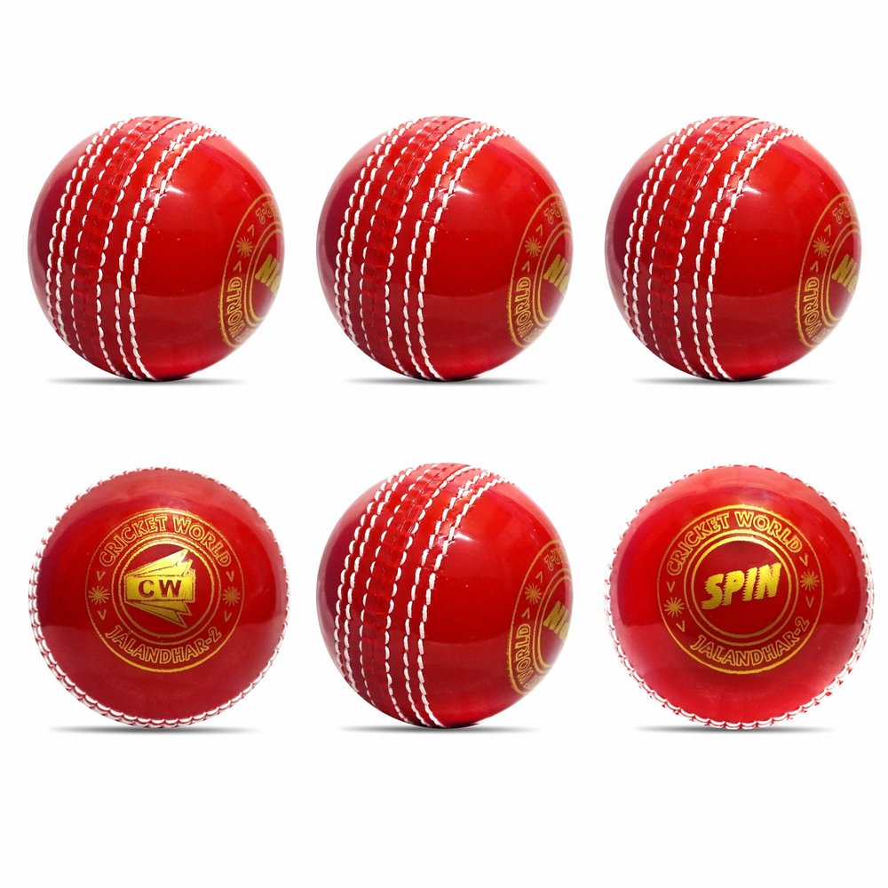 CW Spin Red Cricket Balls Set Poly Soft Synthetic Balls 110gm Aprox for Boys Youth Adult Training & Practice
