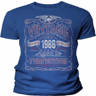 40th Birthday Gift Shirt for Men - Vintage 1986 Aged to Perfection - Royal-003-4X