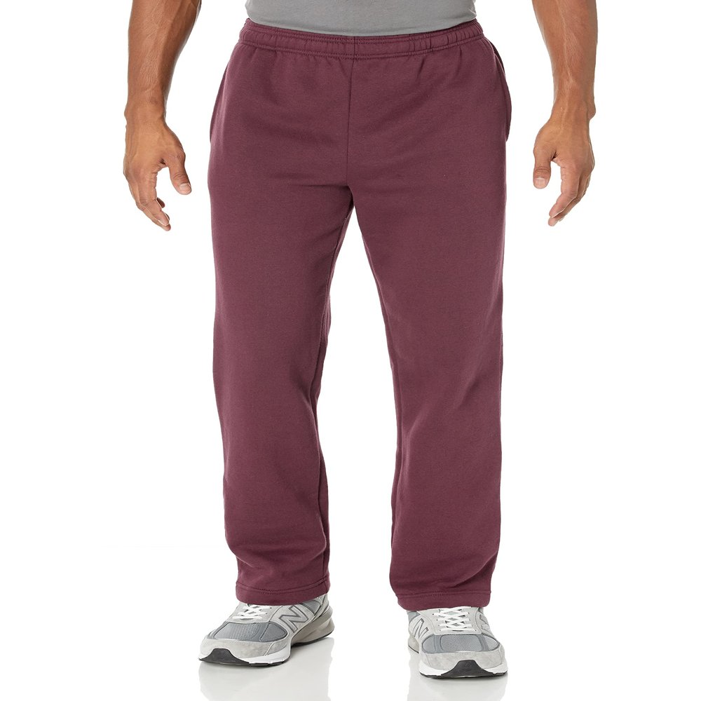 Amazon Essentials Men's Fleece Open Bottom Sweatpant (Available in Big & Tall), Burgundy, Medium