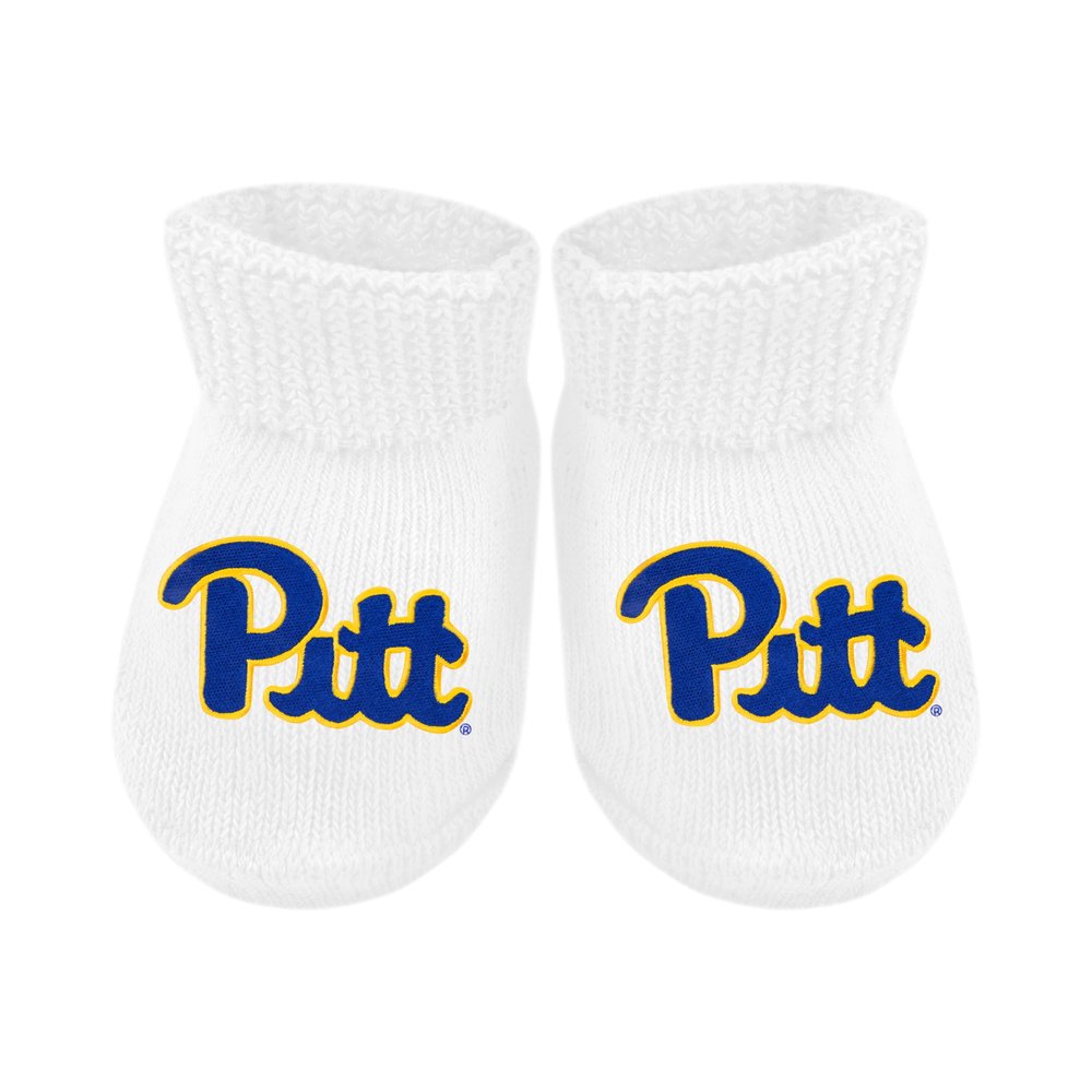 Creative Knitwear College Baby NCAA Officially Licensed Baby Bootie Sock - PItt Panthers Logo - White - Newborn - 6 Months