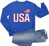 Go All Out Large Royal Mens USA National Pride Sweatshirt Crewneck view 3