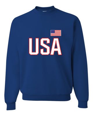 Go All Out Medium Royal Mens USA National Pride Sweatshirt Crewneck