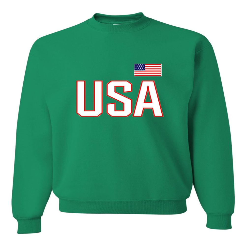 Go All Out X-Large Kelly Mens USA National Pride Sweatshirt Crewneck