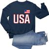 Go All Out Medium Navy Blue Mens USA National Pride Sweatshirt Crewneck view 3