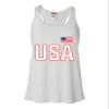 Medium White Women Flowy USA National Pride Sleeveless Tank Top T-Shirt view 1