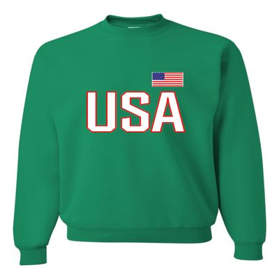 Go All Out 3X-Large Kelly Mens USA National Pride Sweatshirt Crewneck