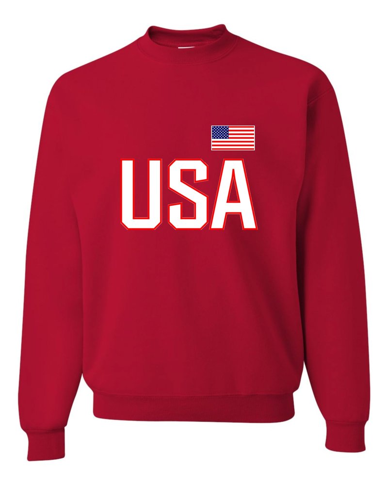 Go All Out X-Large Red Mens USA National Pride Sweatshirt Crewneck