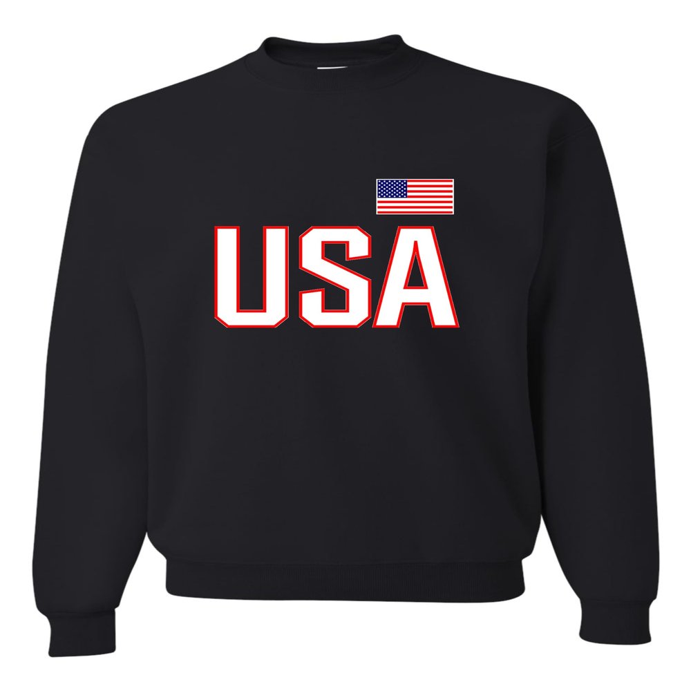 Go All Out X-Large Black Mens USA National Pride Sweatshirt Crewneck