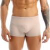 MSemis Mens Ice Silk Underwear Trunks Seamless Transparent Pouch Boxer Briefs Underpants Nude Medium view 4