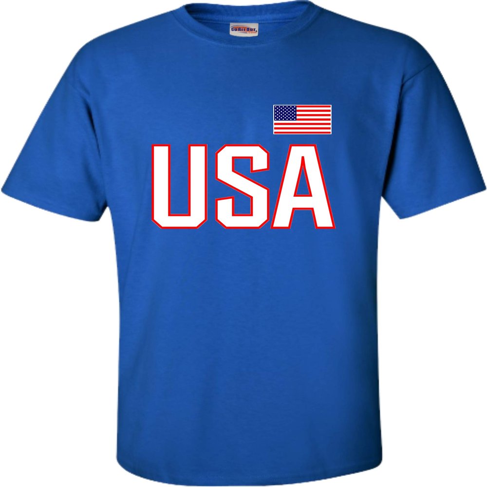 5X-Large Royal Mens USA National Pride T-Shirt