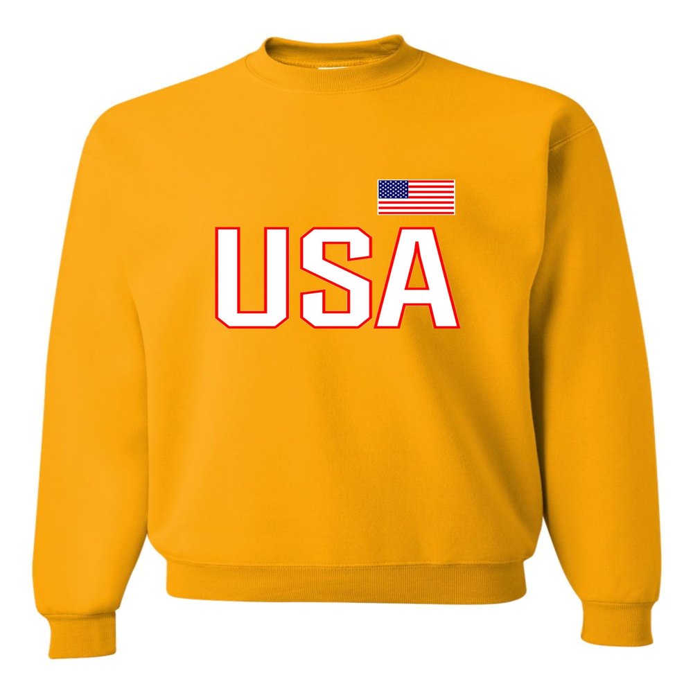 3X-Large Gold Mens USA National Pride Sweatshirt Crewneck