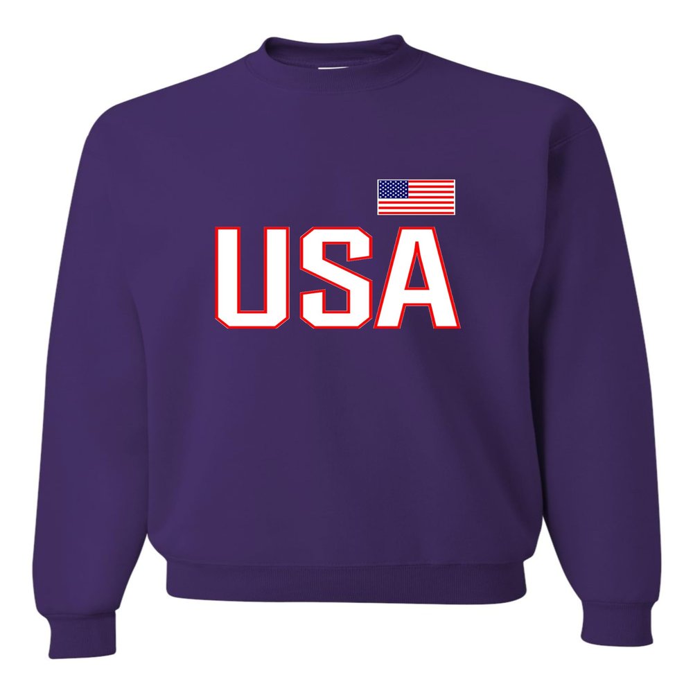 Go All Out 4X-Large Purple Mens USA National Pride Sweatshirt Crewneck