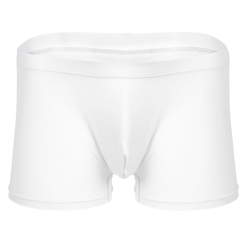 MSemis Mens Ice Silk Underwear Trunks Seamless Transparent Pouch Boxer Briefs Underpants White XX-Large