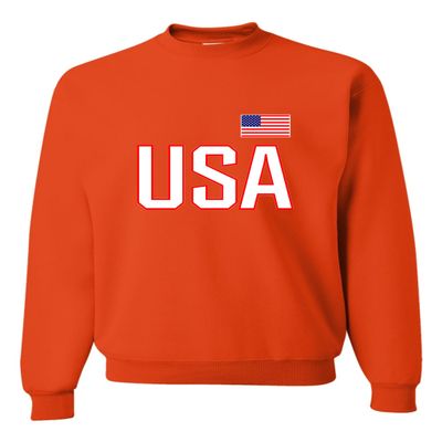 Go All Out XX-Large Orange Mens USA National Pride Sweatshirt Crewneck