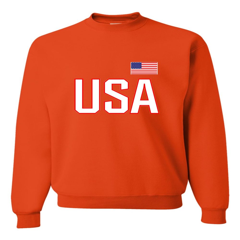Go All Out XX-Large Orange Mens USA National Pride Sweatshirt Crewneck