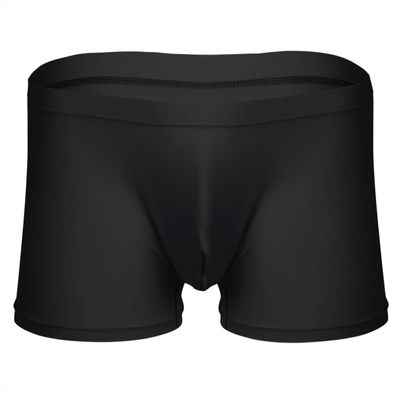MSemis Mens Ice Silk Underwear Trunks Seamless Transparent Pouch Boxer Briefs Underpants Black XX-Large
