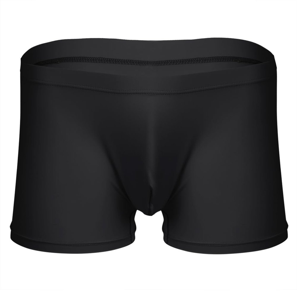 MSemis Mens Ice Silk Underwear Trunks Seamless Transparent Pouch Boxer Briefs Underpants Black XX-Large