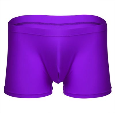 MSemis Mens Ice Silk Underwear Trunks Seamless Transparent Pouch Boxer Briefs Underpants Purple XX-Large